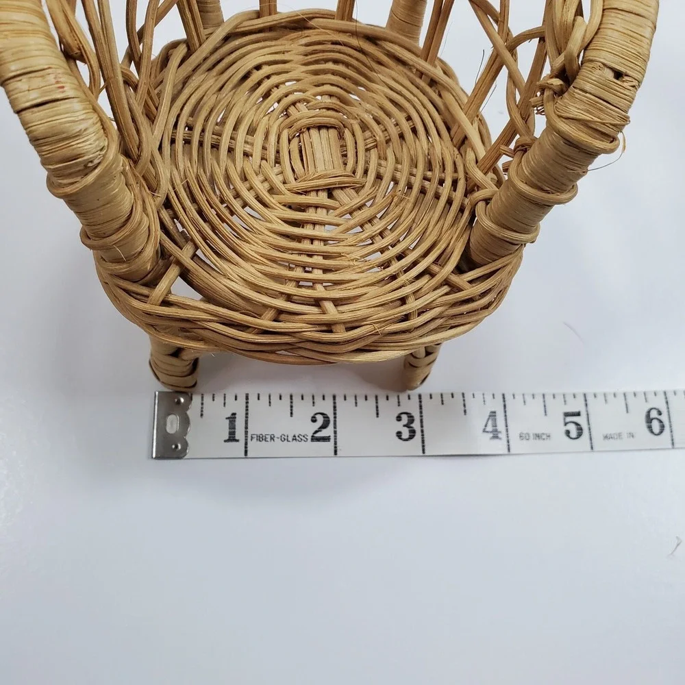 Vintage Doll Furniture Wicker Rattan Patio Set Sofa Chair (FLAW) Table Lot of 3